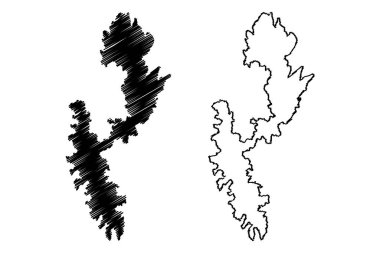 Fournoi Adası (Yunanistan Cumhuriyeti, Yunanistan, Yunan adası, Fournoi Korseon takımadası, Korsiae veya Korsiai) harita vektör çizimi, karalama çizimi Fournoi haritası