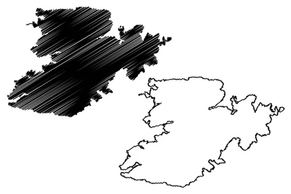 Fjellvaersoya Island Βασίλειο Της Νορβηγίας Map Vector Illustration Scribble Sketch — Διανυσματικό Αρχείο