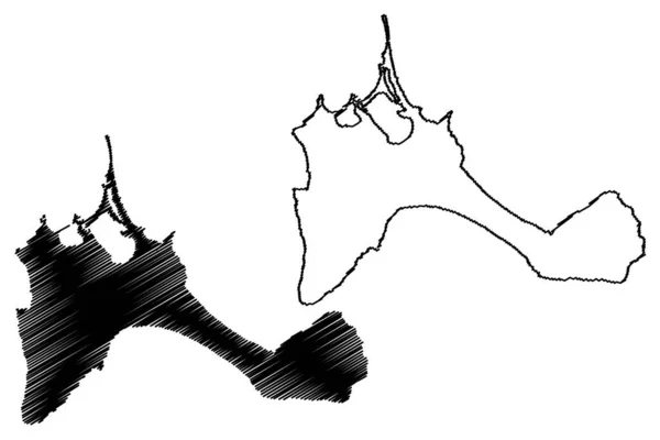 Карта Острова Форментера Королевство Испания Балеарские Острова Векторная Иллюстрация Каракули — стоковый вектор