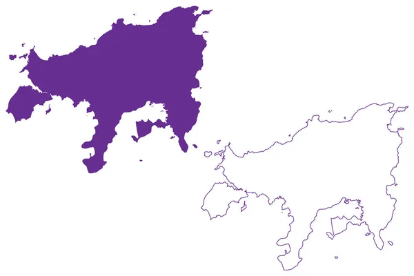 Shodoshima Wyspa Japonia Azja Wschodnia Japoński Archipelag Mapa Wektor Ilustracja — Wektor stockowy