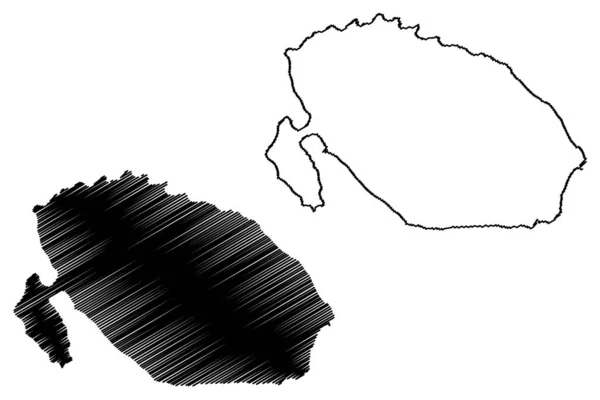 Ilha Froson Reino Suécia Mapa Ilustração Vetorial Scribble Mapa Esboço — Vetor de Stock