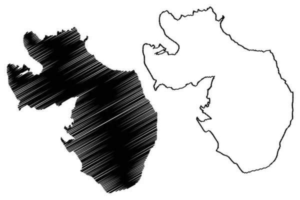 Ilustração Vetor Mapa Ilha Gimsoya Reino Noruega Esboço Scribble Mapa — Vetor de Stock
