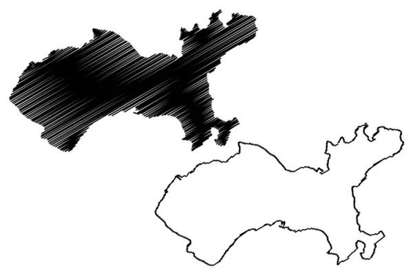 ガバドール島 ブラジル連邦共和国 リオデジャネイロ 南とラテンアメリカ グアナバラ湾 地図ベクトル図 スケッチブックイルハ州知事または知事の地図 — ストックベクタ