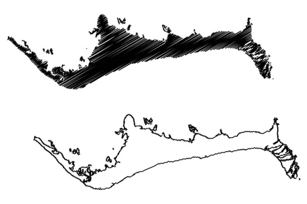 Insel Grand Bahama Commonwealth Der Bahamas Zentralamerika Kartenvektorillustration Kritzelskizze Großbahamische — Stockvektor