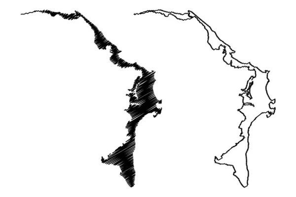 Иллюстрация Векторной Карты Островов Абако Содружество Бахетле Кенртал Америка Набросок — стоковый вектор
