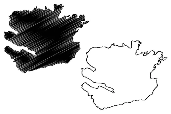 グルスコヤ島 ノルウェー王国 地図ベクトル図 スケッチブック グルスコヤ地図 — ストックベクタ