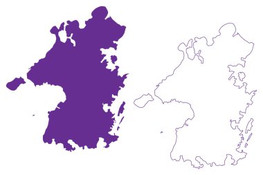 Oyano-jima ve Nokama adası (Japonya, Doğu Asya, Japon takımadaları, Amakusa Adaları) harita vektör çizimi, karalama çizimi Oyanojima haritası