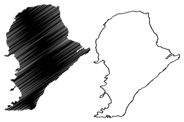 Île Hareidlandet Royaume Norvège Illustration Vectorielle Carte Croquis Croquis Hareidlandet — Image vectorielle