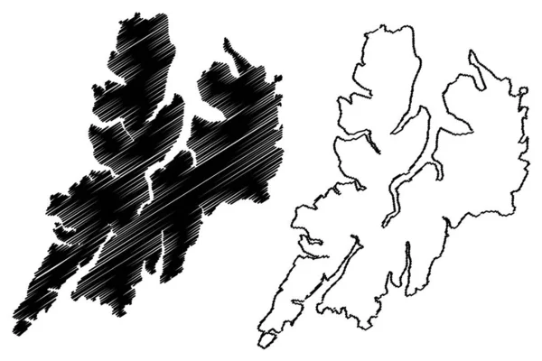 ヒノヤ島 ノルウェー王国 地図ベクトル図 スクリプトスケッチヒノヤ地図 — ストックベクタ