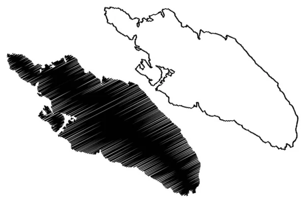 ホロニー島 ノルウェー王国 地図ベクトル図 スケッチブック Holsnoy Map — ストックベクタ