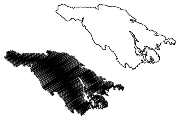 Ingaro Νησί Βασίλειο Της Σουηδίας Χάρτη Διανυσματική Απεικόνιση Scribble Σκίτσο — Διανυσματικό Αρχείο