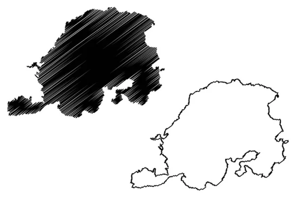 Isoluoto Wyspa Republika Finlandii Mapa Wektor Ilustracja Skecz Bazgroły Isoluoto — Wektor stockowy