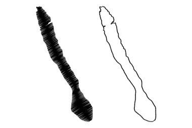 Kalsoy Adası (Danimarka Krallığı, Faroe Adaları) harita vektör illüstrasyonu, çizim adam ada haritası