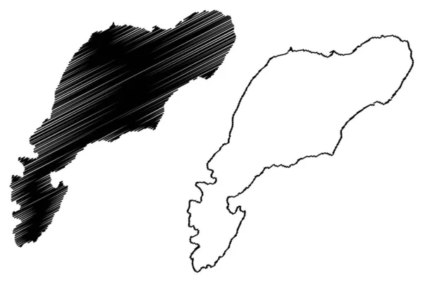 カラモス島 イオニア諸島 ギリシャ 地図ベクトル図 スクリプト スケッチ カルノス地図 — ストックベクタ