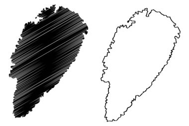 Kea adası (Yunanistan, Yunanistan, Ege Denizi) harita vektör çizimi, çizim Keos veya Tzia haritası