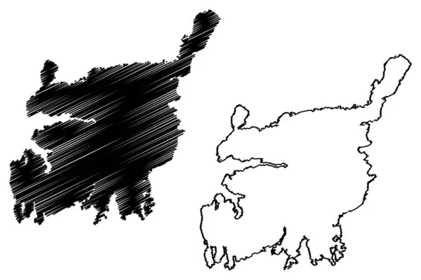 Векторная Иллюстрация Острова Кимитун Финляндская Республика Каракули Карте Кемионсаари — стоковый вектор