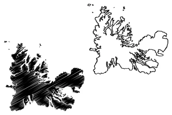 Kerguelen Islands France French Republic Mapa Ilustração Vetorial Esboço Rabiscos —  Vetores de Stock