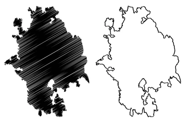Kumlinge Island Республика Финляндия Аландские Острова Map Vector Illustration Scribble — стоковый вектор