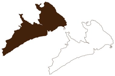 Chergui Adası (Tunus Cumhuriyeti, Kerkennah Adaları) harita vektör çizimi, çizim Chergui haritası