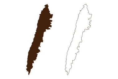 Makronisos Adası (Yunan Cumhuriyeti, Yunanistan) harita vektör çizimi, çizim Makronisi haritası