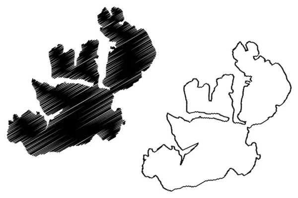Kvaloya Island Kingdom Norway Map Vector Illustration Scribble Sketch Tromso — 图库矢量图片
