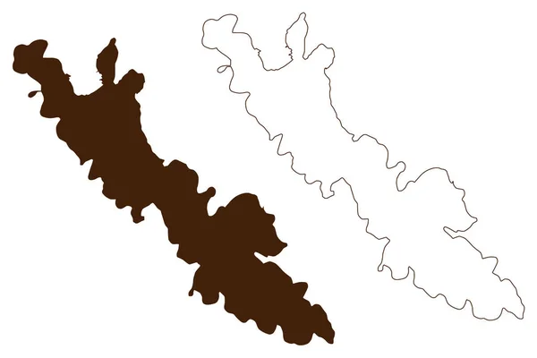 穆尔特岛 克罗地亚共和国 亚得里亚海 地图矢量图解 速写草图科连图姆或莫尔特洛地图 — 图库矢量图片