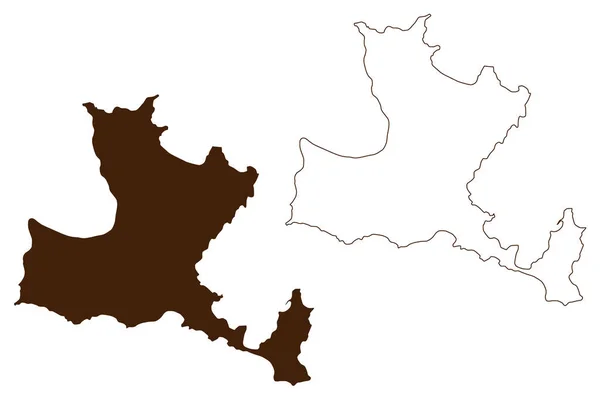 Île Pasalimani République Turquie Illustration Vectorielle Carte Croquis Griffes Halone — Image vectorielle