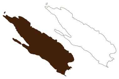 Sipan Adası (Hırvatistan Cumhuriyeti, Adriyatik Denizi) harita vektör çizimi, çizim Sipano haritası