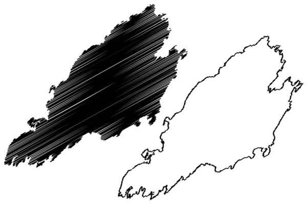 Landegode Island 노르웨이 Vector Illustration Scribble Sketch Landegode Map — 스톡 벡터