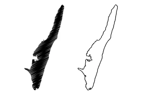 Ilha Langeland Reino Dinamarca Mapa Ilustração Vetorial Esboço Rabiscos Mapa — Vetor de Stock