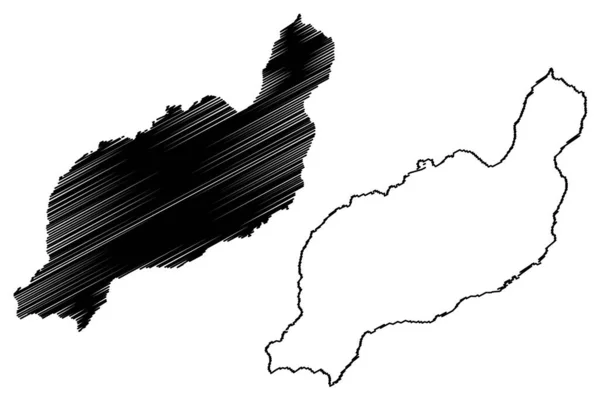 Lanzarote Island Kingdom Spain Canary Islands Map Vector Illustration Scribble — Stock vektor