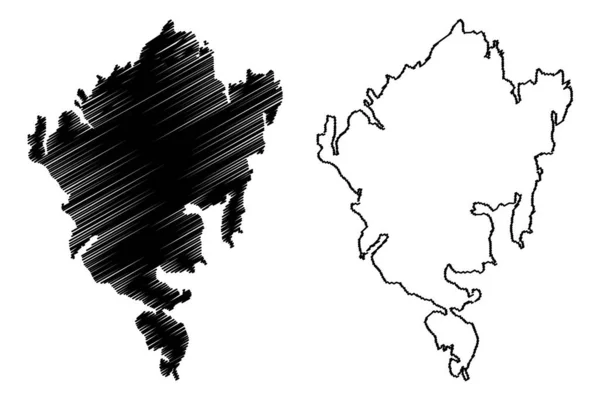 Ilha Larsmo República Finlândia Mapa Ilustração Vetorial Esboço Rabiscos Luoto — Vetor de Stock