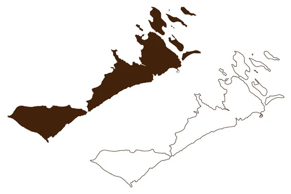 Ilhas Kerkennah República Tunísia Arquipélago Mapa Ilustração Vetorial Rabisco Esboço —  Vetores de Stock