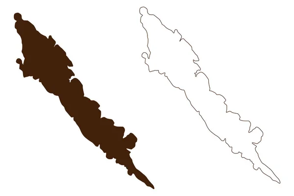 Isla República Croacia Mar Adriático Mapa Vector Ilustración Mapa Boceto — Vector de stock