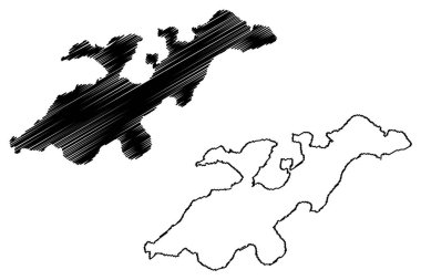 Lembata Adası (Endonezya Cumhuriyeti, Küçük Sunda Adaları) harita vektör çizimi, çizim Lomblen haritası