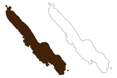 Sestrunj Adası (Hırvatistan Cumhuriyeti, Adriyatik Denizi, Zadar Takımadası) harita vektör çizimi, çizim Sestrunj haritası