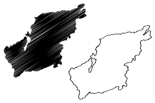 Lemlahdensaari Île République Finlande Illustration Vectorielle Carte Croquis Croquis Lemlaxon — Image vectorielle