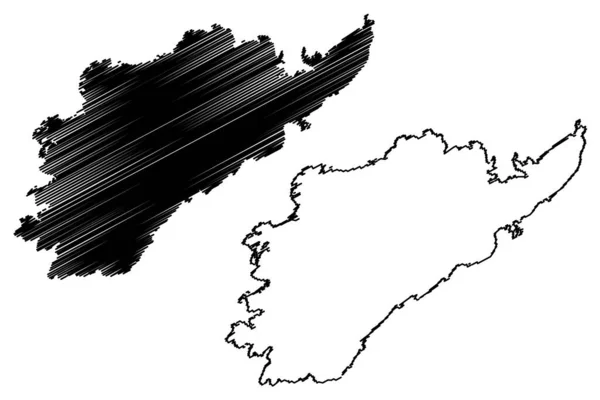 Mapa Leka Norské Království Mapa Vektorové Ilustrace Načmáraná Mapa Leka — Stockový vektor