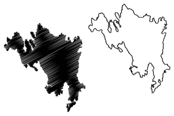 Lemland Insel Republik Finnland Aland Inseln Kartenvektorillustration Kritzelskizze Lemland Karte — Stockvektor