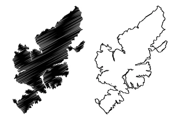 ルイス島とハリス島 イギリス 北アイルランド ヘブリディーズ スコットランド 地図ベクトル図 スケッチブルスケッチルイスとハリス地図 — ストックベクタ