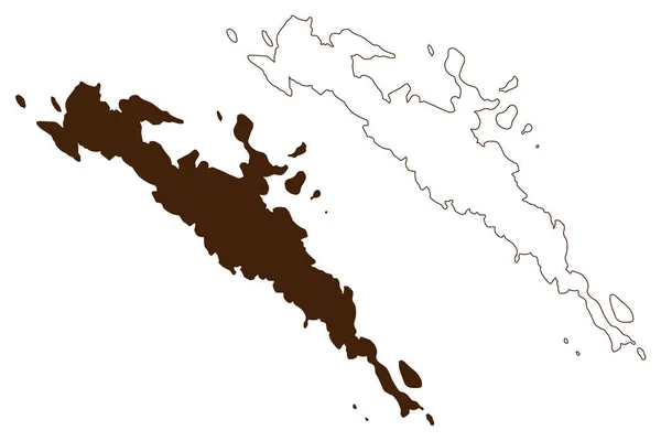 Zut Island Δημοκρατία Της Κροατίας Αδριατική Θάλασσα Αρχιπέλαγος Κορνάτι Χάρτη — Διανυσματικό Αρχείο
