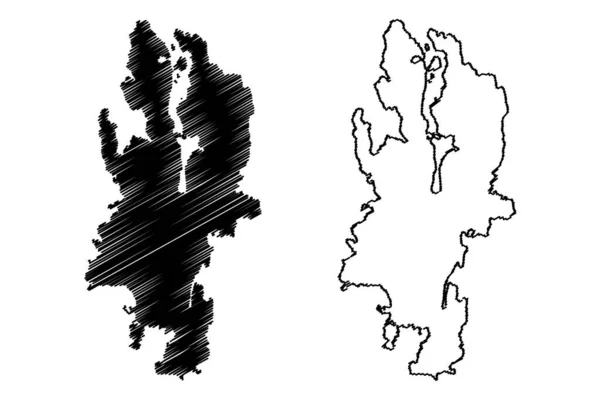 Isla Lumparland República Finlandia Islas Aland Mapa Vector Ilustración Boceto — Vector de stock