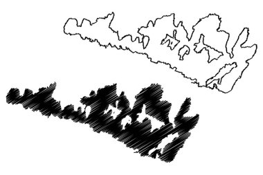 Manitoulin Adası (Kanada, Ontario Eyaleti, Kuzey Amerika, Huron Gölü) harita vektör çizimi, Manitoulin haritası