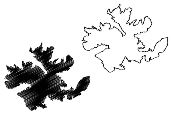 Ilha Mageroya Reino Noruega Mapa Ilustração Vetorial Rabisco Esboço Mapa — Vetor de Stock