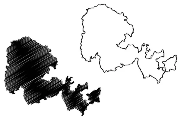 大陆岛 大不列颠及北爱尔兰联合王国 奥克尼群岛 苏格兰 地图矢量图解 速写草图Hrossey或Pomona地图 — 图库矢量图片