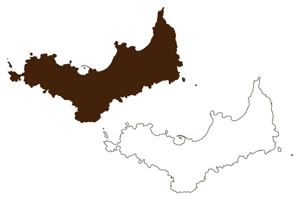 Porquerolles Sziget Francia Köztársaság Franciaország Térkép Vektor Illusztráció Firka Vázlat — Stock Vector