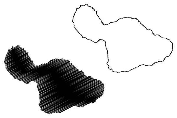 Maui Usa Nordamerika Usa Hawaiiöarna Hawaii Karta Vektor Illustration Klotskiss — Stock vektor