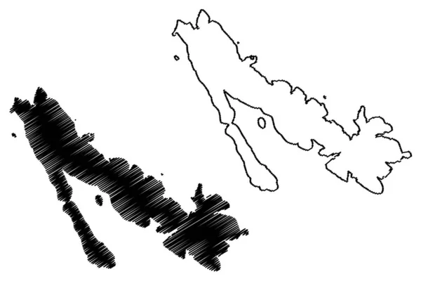 Ilha Molat República Croácia Mar Adriático Mapa Ilustração Vetorial Rabisco — Vetor de Stock