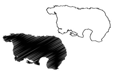 Navarino Adası (Şili Cumhuriyeti, Güney ve Latin Amerika) harita vektör çizimi, çizim Isla Navarino veya Shunuko haritası