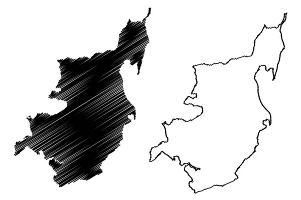 Mors Island Dánské Království Mapa Vektorová Ilustrace Načmáraná Mapa — Stockový vektor